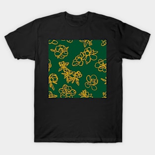 Magnolia Sketch Repeat Gold on Dark Green 5748 T-Shirt